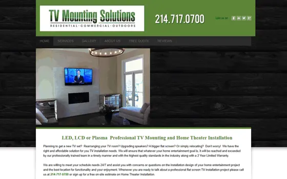 Tvmountingsolutions website preview